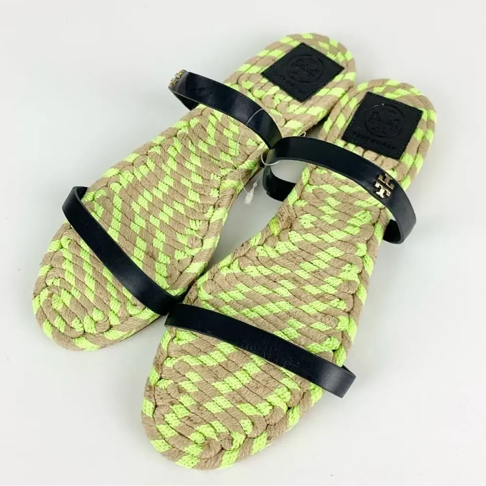 Tory Burch Two Band Flat Espadrille Slide Sandals 8.5 - Picture 4 of 14